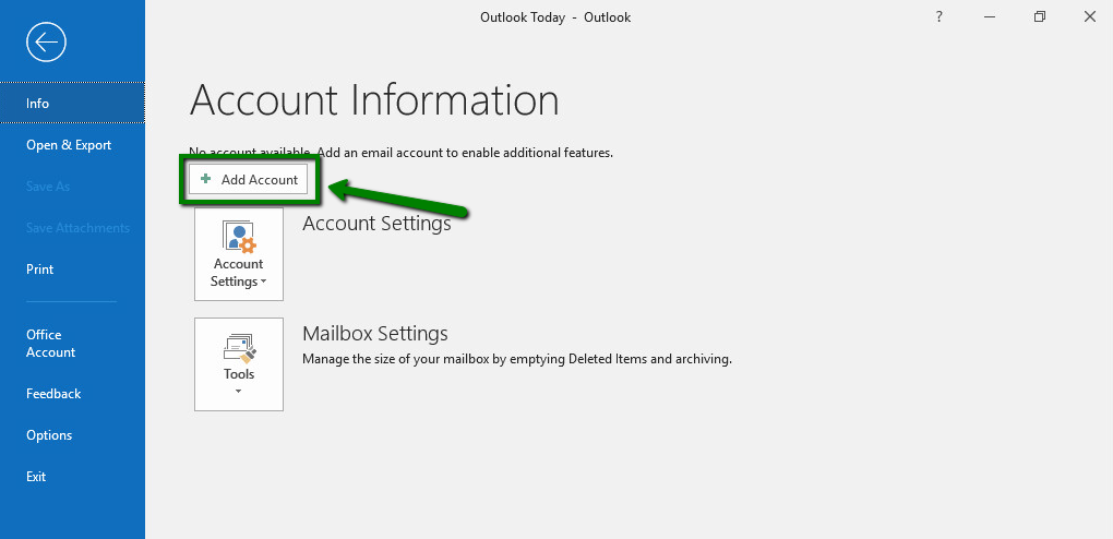 Outlook Add Account